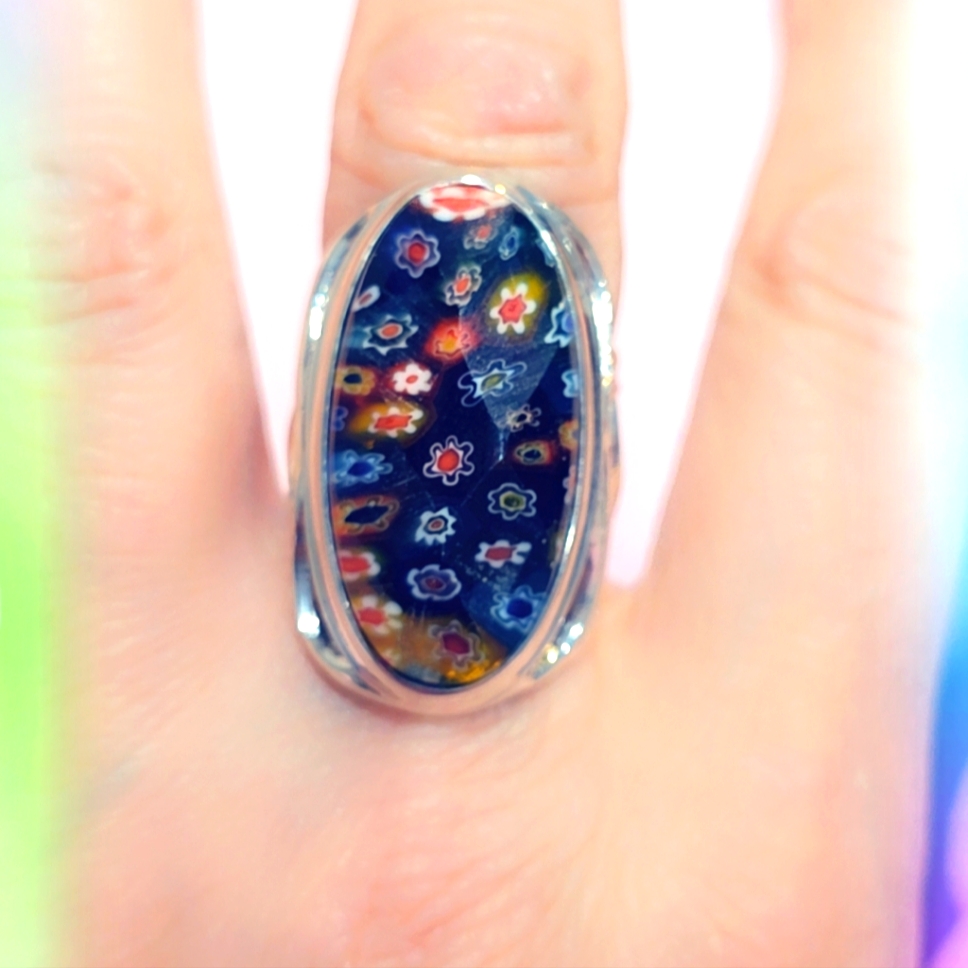 Faceted Murrine Sterling Gemstone Ring